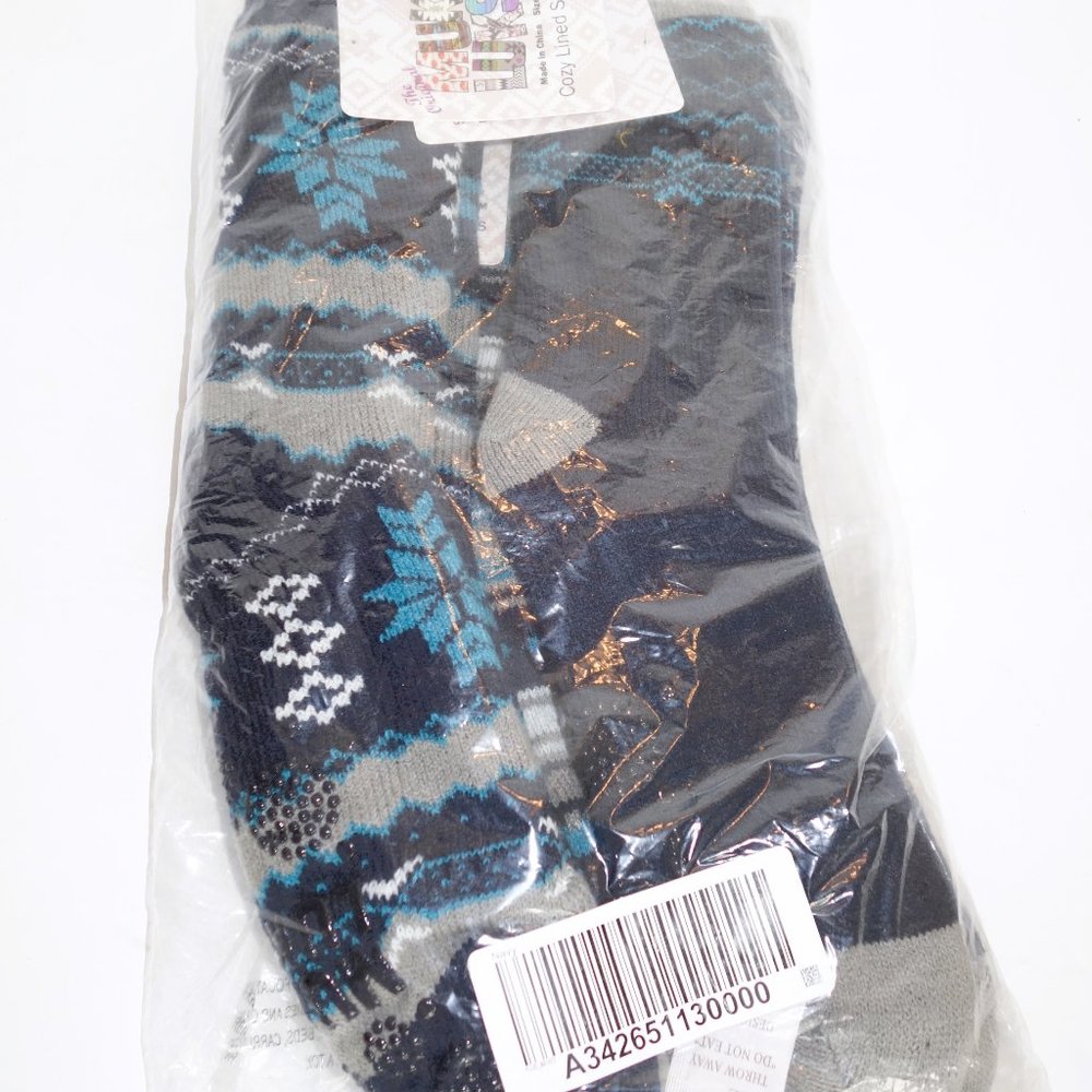 Muk Luks Set of 4 Navy  Cozy Lined Socks One Size Fits Most